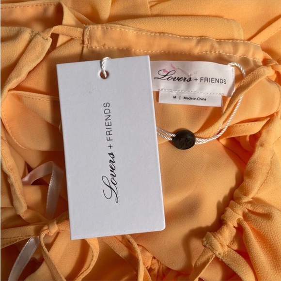 Lovers+Friends] Deep slits Drawstring neck line&waist Crepe Maxi Dress Tangerine - Picture 15 of 16